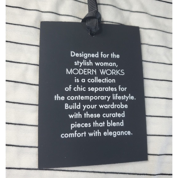 Modern Works Womens Sleeveless Blouse Black White Stripe Shirt Top NWT Medium M - Picture 6 of 9